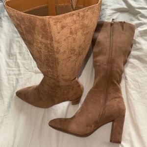 TOP Moda Chic Suede Brown Heeled Boots